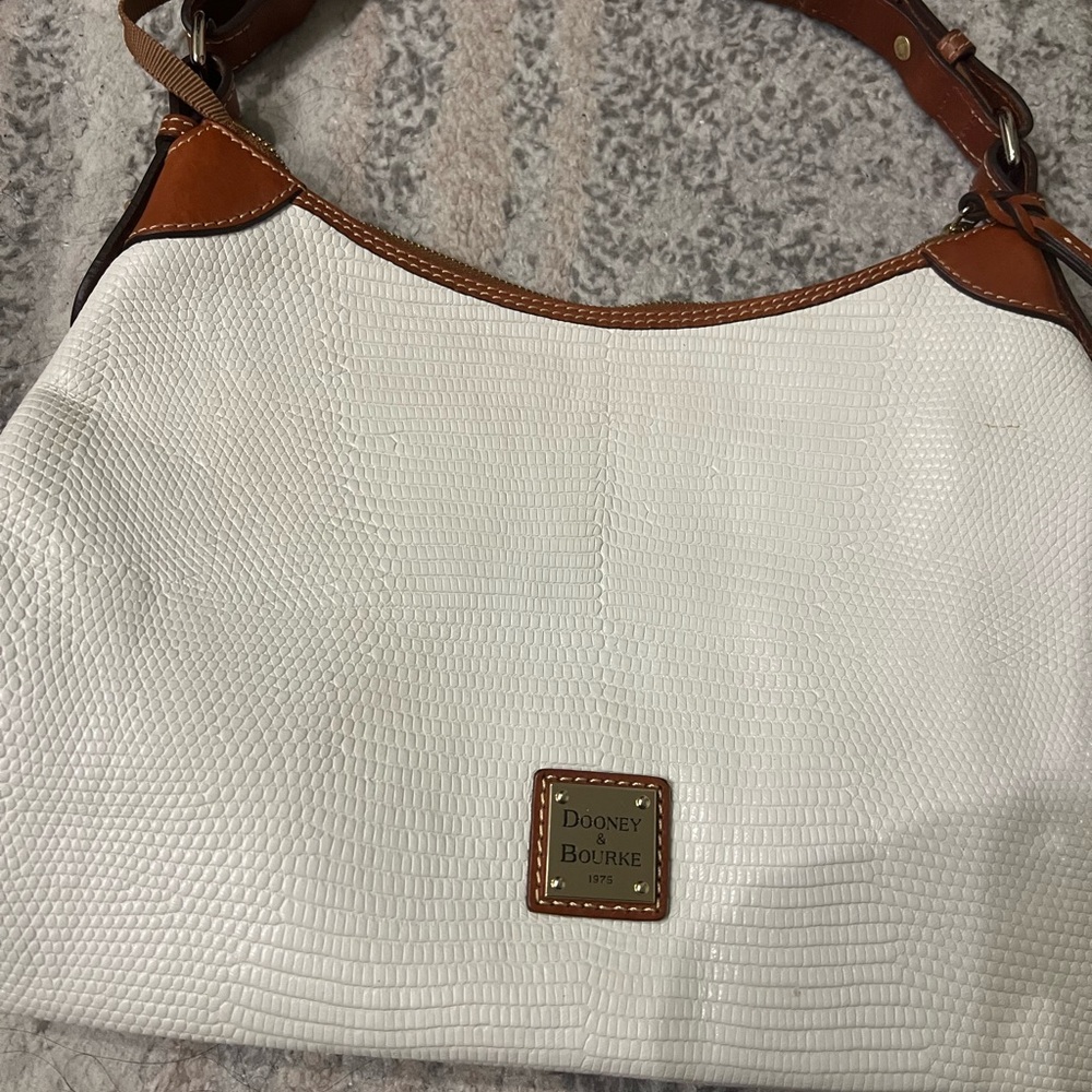 Dooney & Bourke White and Tan Shoulder Bag